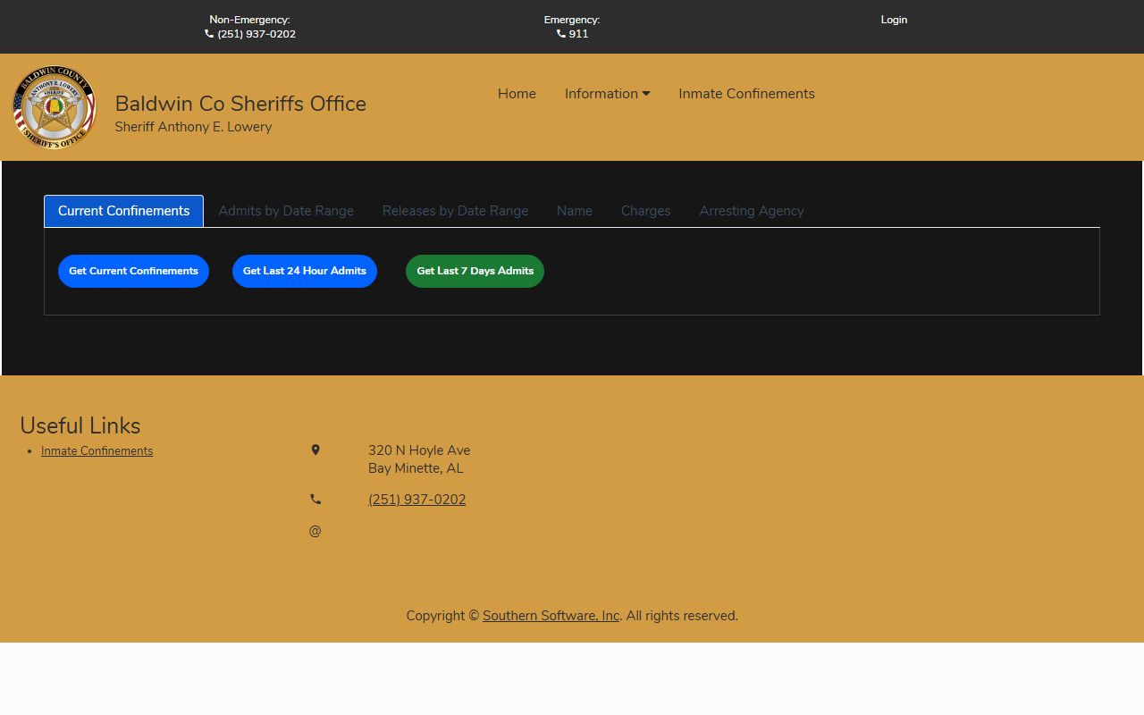 Baldwin County inmate records jail roster search fields